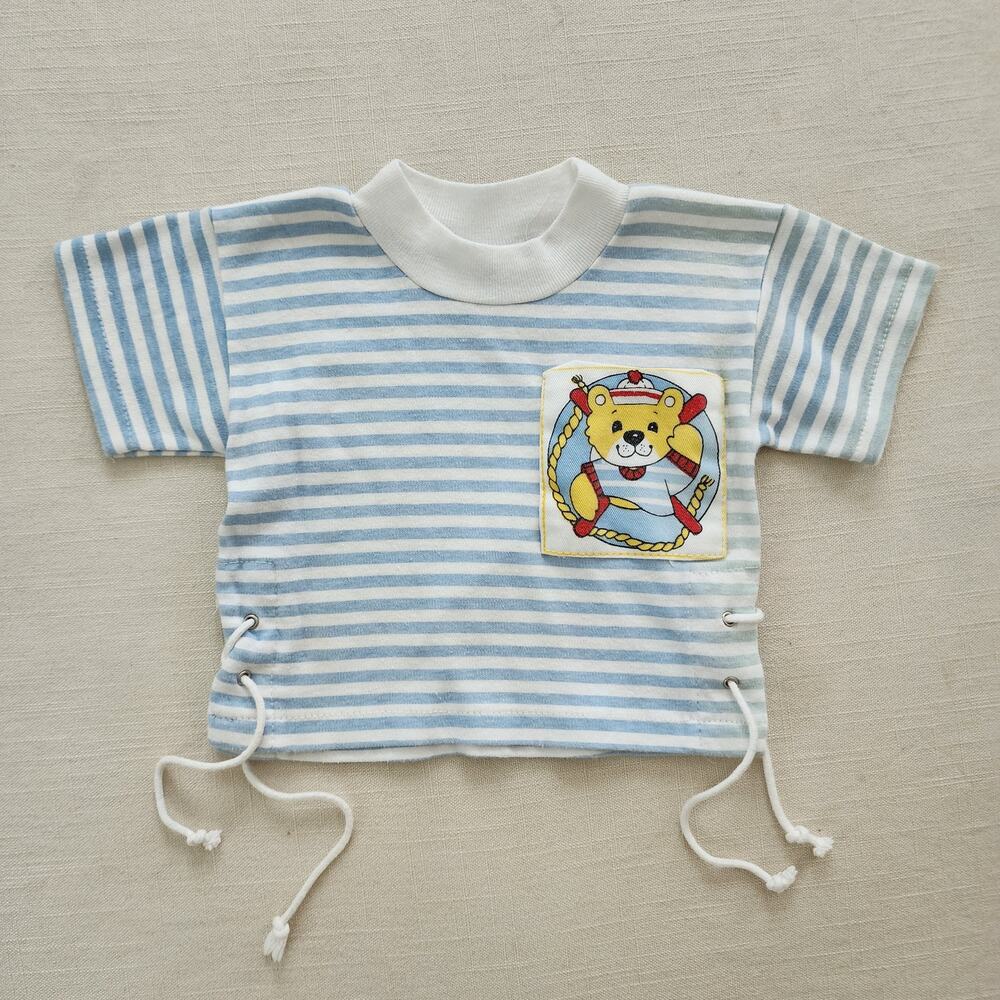 Vintage Sailor Bear Striped Shirt 12 months